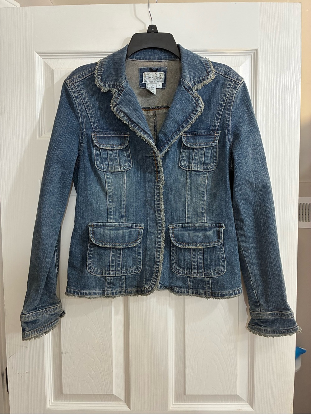 Live a Little Distressed Edge Blue Denim Jacket